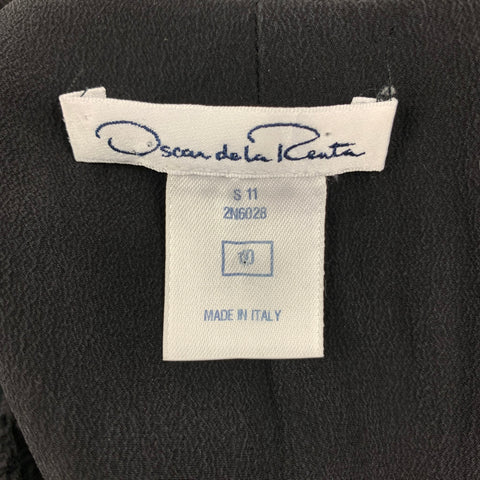 OSCAR DE LA RENTA SS 11 Size 10 Black Cotton Silk Textured Sheath Dress