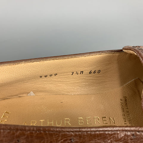 GRAVATI Talla 7.5 Mocasines Horsebit de piel de avestruz marrón