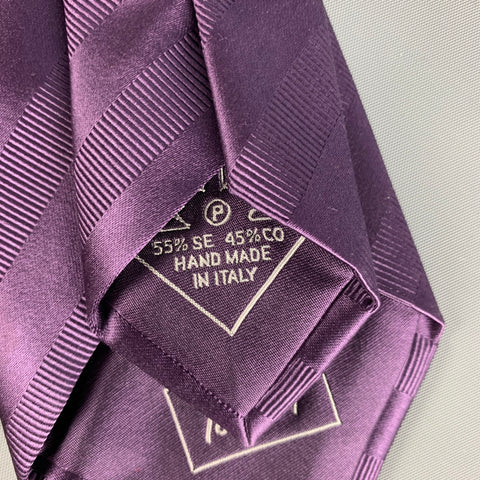 BRIONI Purple Textured Silk Cotton Neck Tie
