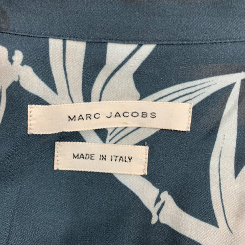 MARC JACOBS Size XXL Grey Print Viscose Camp Short Sleeve Shirt