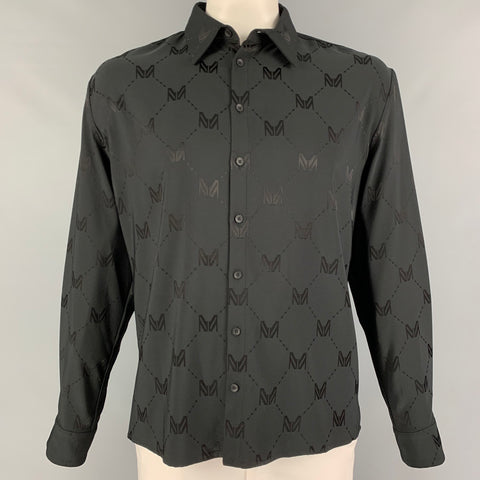 MARCELL VON BERLIN Size L Black Pattern Viscose Blend Long Sleeve Shirt