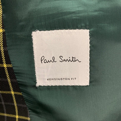 PAUL SMITH Kensington Fit Size 40 Black Window Pane Wool Notch Lapel Sport Coat