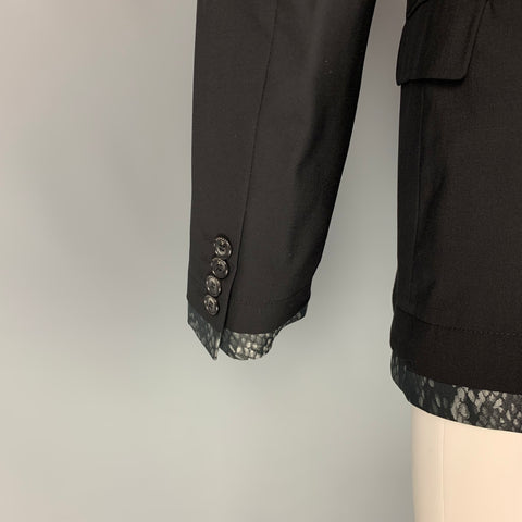 JOHN RICHMOND Size 38 Black Wool Peak Lapel Sport Coat