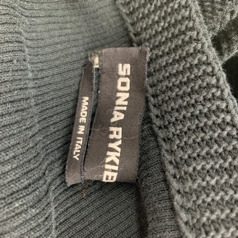 SONIA RYKIEL Size 6 Black Cotton Textured Belted Cardigan