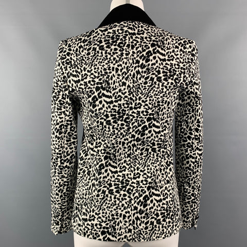 LOVE MOSCHINO Size 6 Black & White Print Cotton Jacket