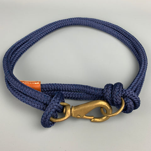 VINTAGE Taille M Marine Corde Cuir Laiton Crochet Ceinture