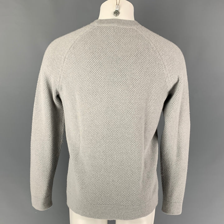 THEORY Size M Grey Knit Cashmere Crew-Neck Pullover
