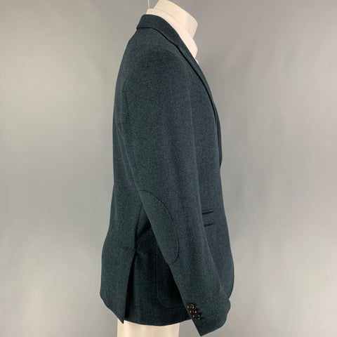 ERMENEGILDO ZEGNA Size 40 Dark Blue Heather Wool Blend Sport Coat