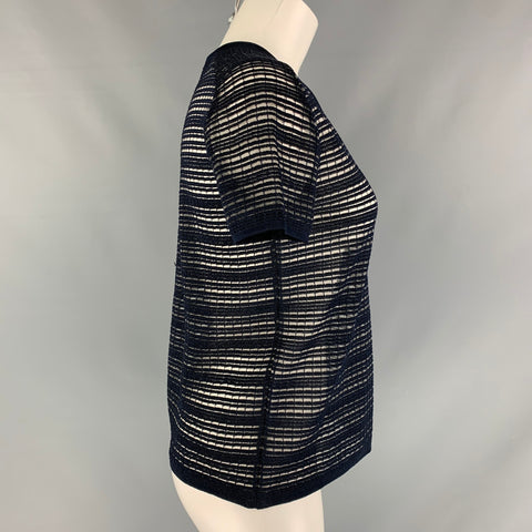 GIORGIO ARMANI Top de manga corta de punto azul marino talla S