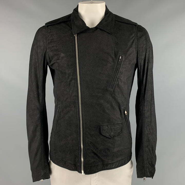 RICK OWENS Size 42 Black Leather Biker Jacket