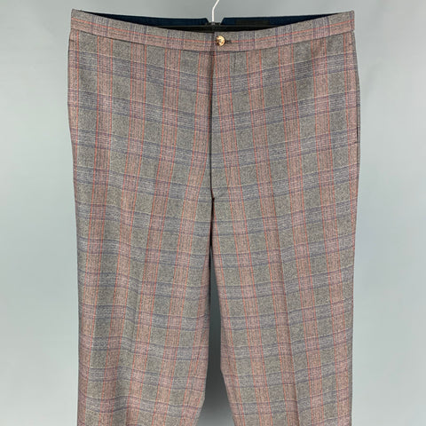 ALEXANDER MCQUEEN Size 36 Gray Plaid Flat Front Dress Pants
