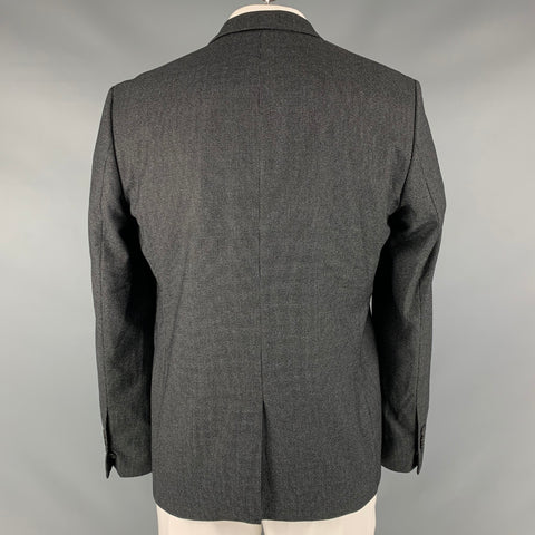SANDRO Size 44 Black Grey Grid Wool Blend Notch Lapel Sport Coat