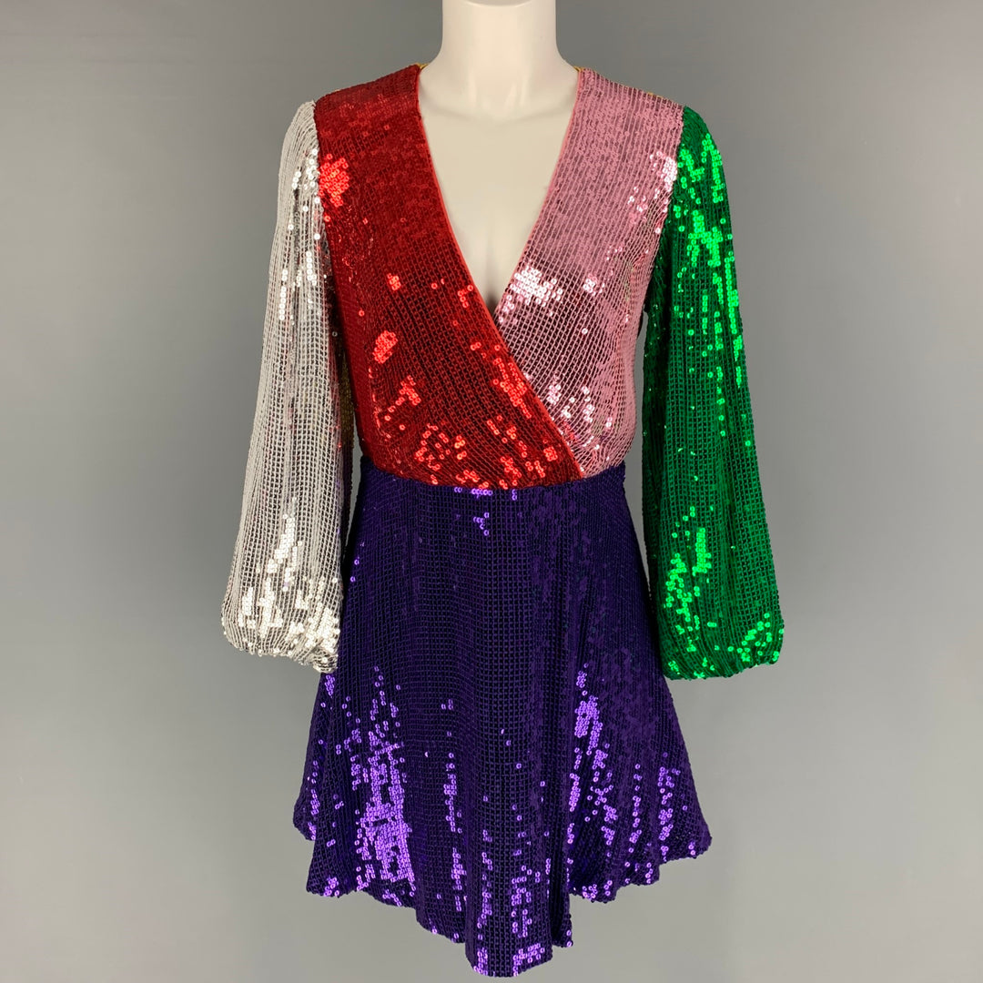 ALICE + OLIVIA Size 6 Multi-Color Viscose Sequined A-Line Dress – Sui  Generis Designer Consignment