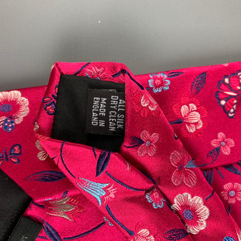 DUCHAMP Pink Blue Floral Silk Tie