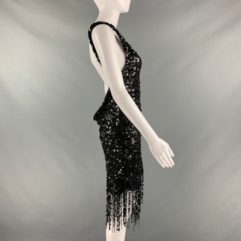 ATTICO Size 6 Black Polyamide Sequined Low Back Dress
