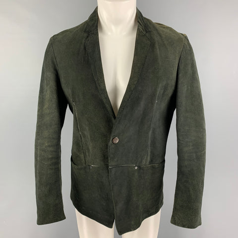 INCARNATION Size M Forest Green Suede Contrast Stitch Leather Jacket