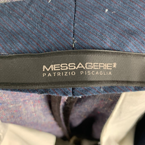 MESSAGERIE Taille 32 Pantalon décontracté plissé en lin mélangé violet et blanc