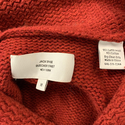 JACK SPADE Size M Brick Solid Lambswool & Cotton Shawl Collar Sweater