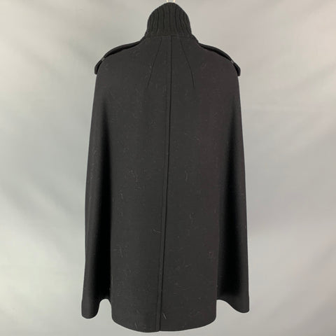 COLE HAAN Size S Black Wool /  Polyamide Ribbed Collar Cape