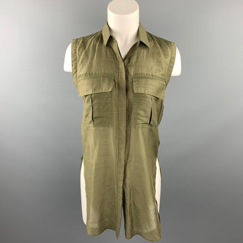 HELMUT LANG Taille S Blouse Safari Coton / Soie Olive
