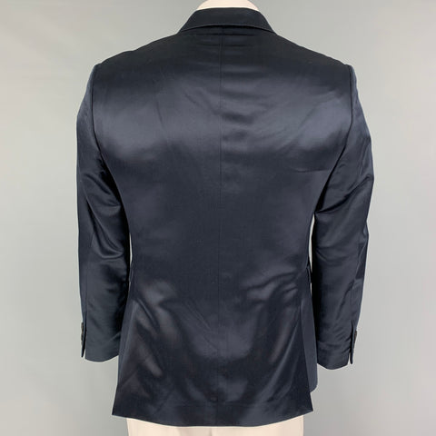 BURBERRY PRORSUM Size 42 Navy Viscose Silk Notch Lapel Sport Coat