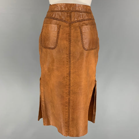RALPH LAUREN Blue Label Size 6 Tan Leather Western Skirt