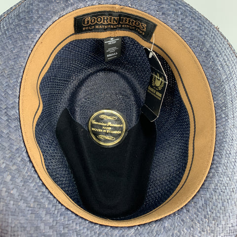 GOORIN BROTHERS Size S Navy Straw Woven Stripe Fedora