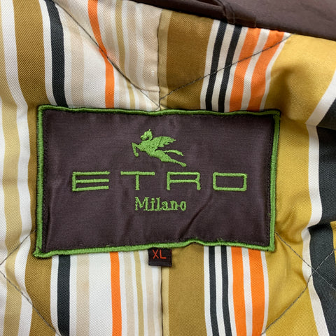 ETRO Taille XL Manteau à patte cachée en coton polyester marron