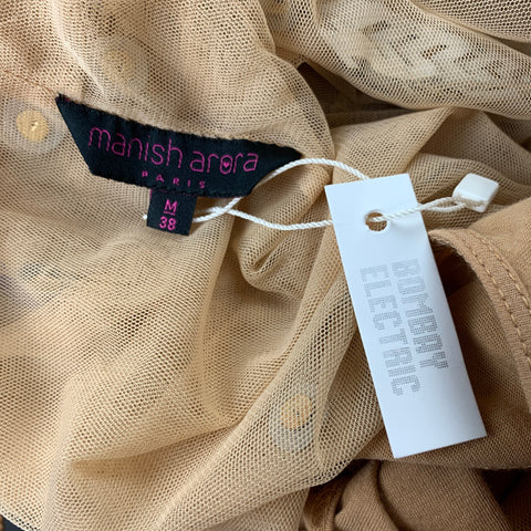 MANISH ARORA Size M Natural Applique Silk Shirt Dress