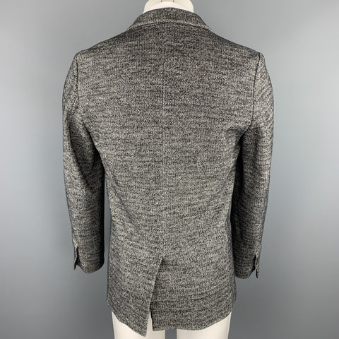 NY BASED Size S Grey & Black Herringbone Cotton / Wool Sport Coat