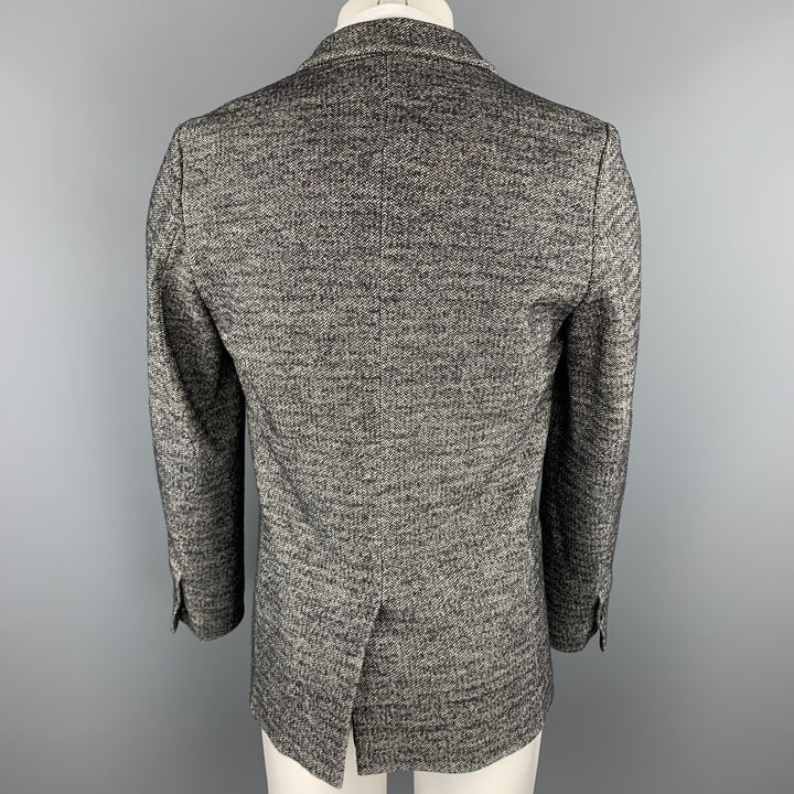 NY BASED Talla S Abrigo deportivo de algodón/lana en espiga gris y negro