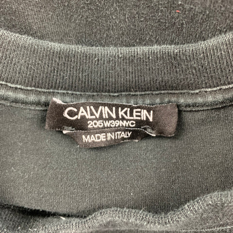 CALVIN KLEIN 205W39NYC Size M Black Embroidery Long Sleeve T-shirt