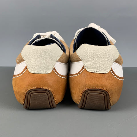 COLE HAAN Size 9.5 White Tan Leather Low Top Sneakers