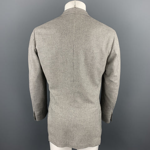 SARTORIO Size 38 Grey Houndstooth Wool / Cashmere Notch Lapel Sport Coat