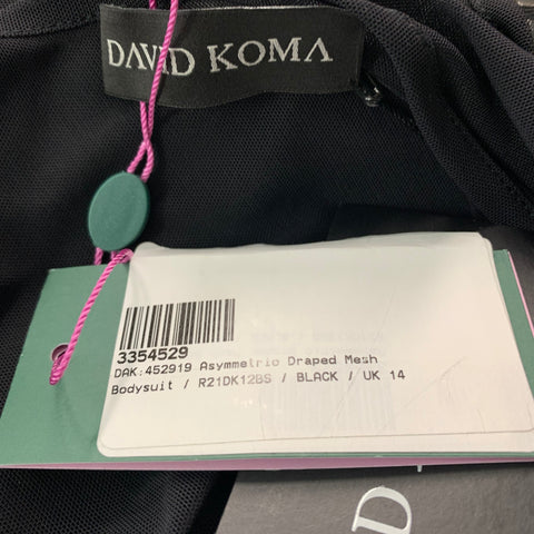DAVID KOMA Taille 10 Noir Polyamide Élasthanne Voir à travers le body Robe Top
