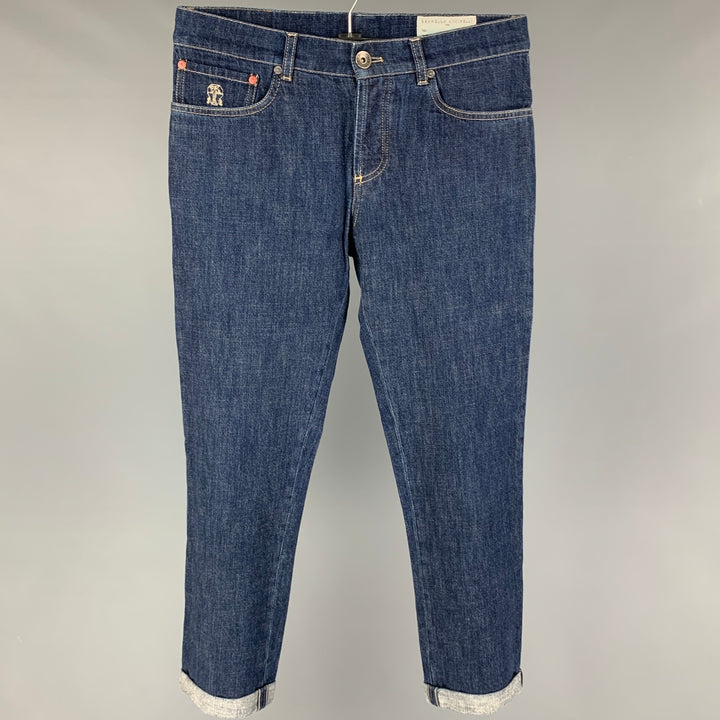 BRUNELLO CUCINELLI Size 30 Indigo Selvedge Denim Button Fly Jeans