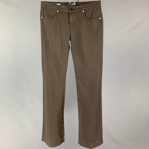 LOVE MOSCHINO Talla 26 Pantalones casuales de frente plano de algodón marrón