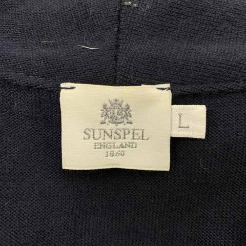 SUNSPEL Size L Navy Knitted Wool Shawl Collar Cardigan