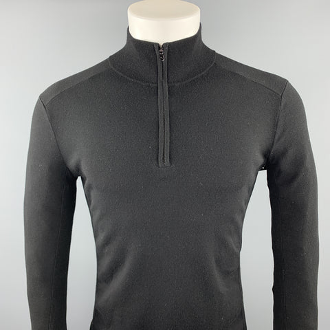 RALPH LAUREN Size S Black Wool Blend Half Zip Pullover