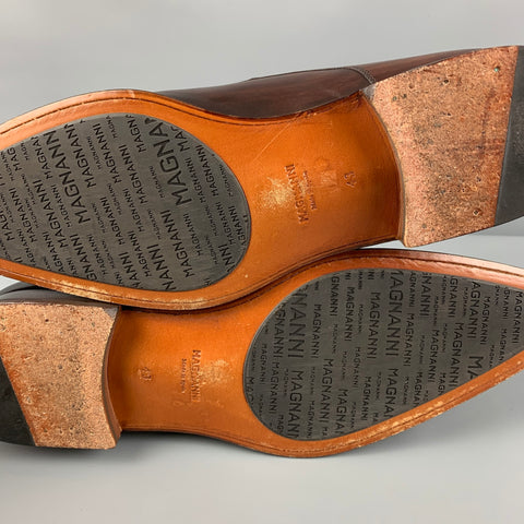 MAGNANNI Zapatos con cordones y correa tipo monje de cuero bruñido marrón talla 10