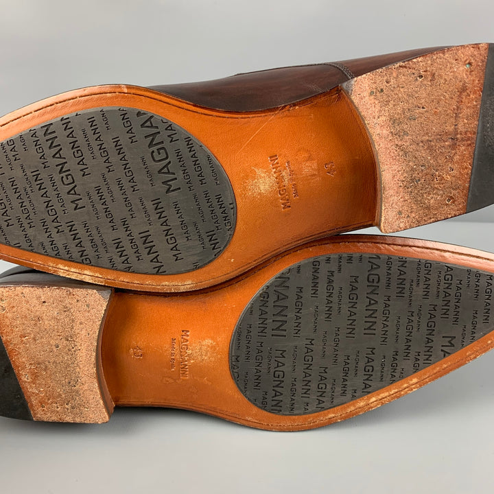 MAGNANNI Zapatos con cordones y correa tipo monje de cuero bruñido marrón talla 10