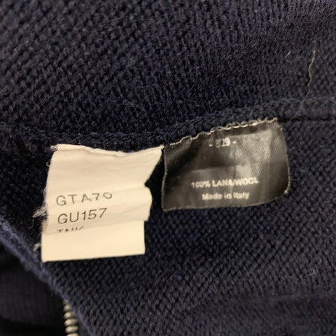 GUCCI Size L Navy Knitted Wool Zip Up Jacket