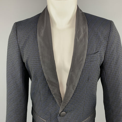 MR TURK Taille 38 Manteau de sport texturé en mélange de polyester noir et bleu marine