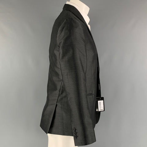 EMPORIO ARMANI Size 38 Charcoal Solid Polyester Blend Sport Coat