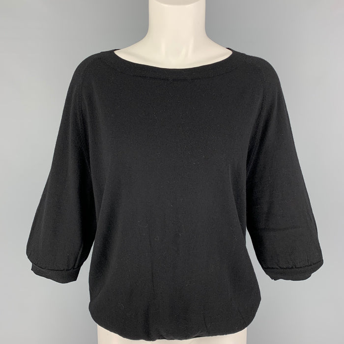 DRIES VAN NOTEN Size L Black Knit Short Sleeve Pullover
