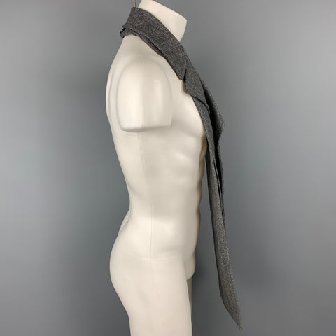 NEIL BARRETT Size S Grey & Charcoal Herringbone Wool Blend Scarf