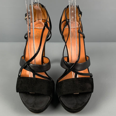 GUCCI Talla 9 Sandalias de plataforma de ante negro