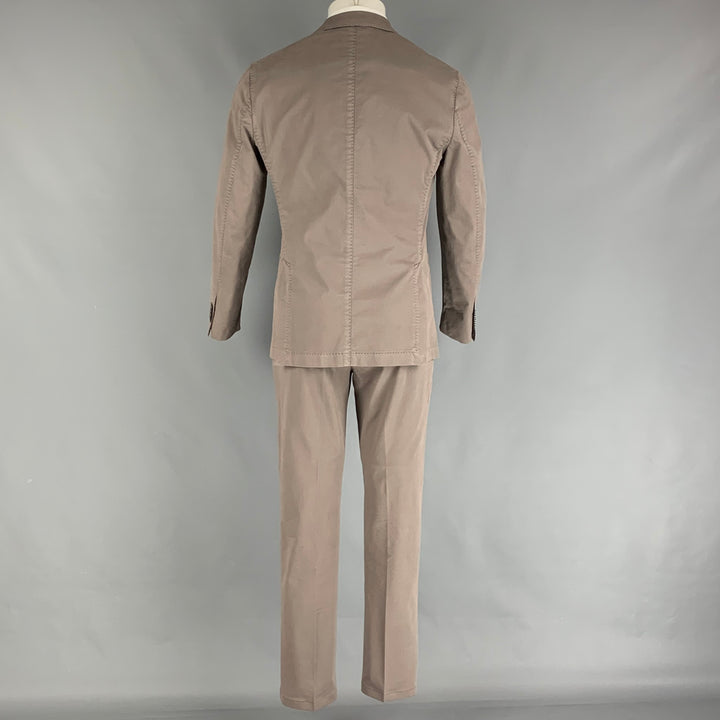 BOGLIOLI Size 36 Grey Cotton Notch Lapel Suit