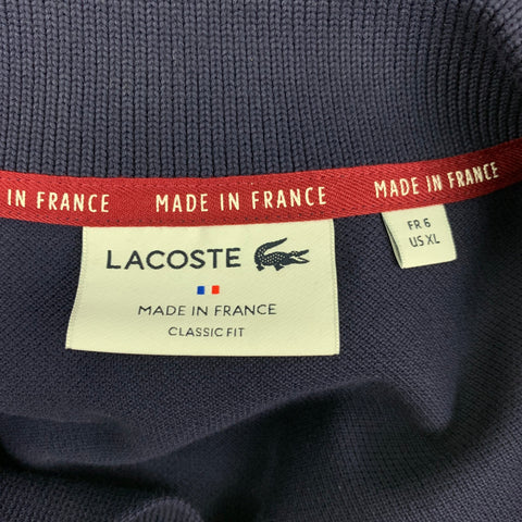 LACOSTE Size XL Navy Cotton Buttoned Polo