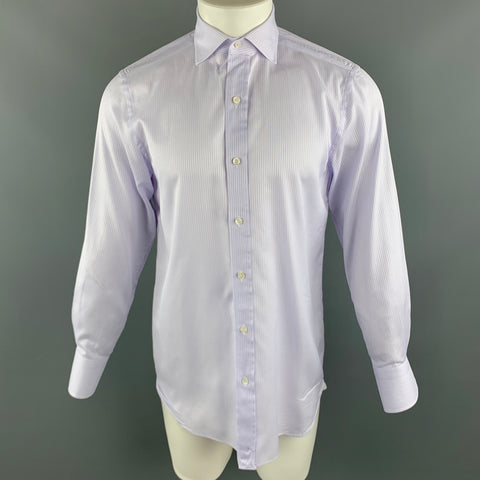 TOM FORD Size M Lavender Stripe Cotton Spread Collar Button Up Long Sleeve Shirt